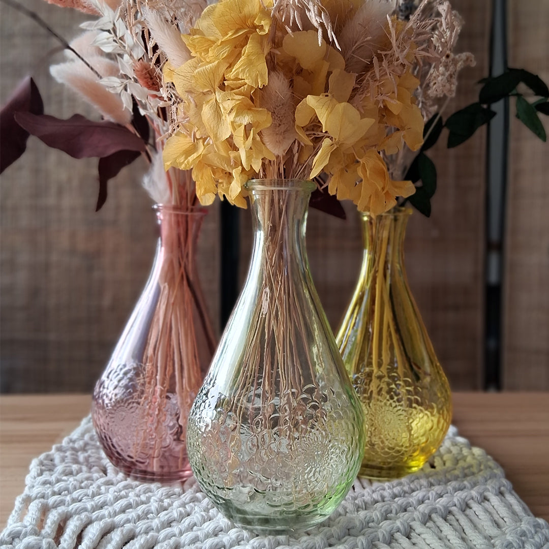 Glasvase DAHLIA - Vintage Flaschenvase - 3 Farben