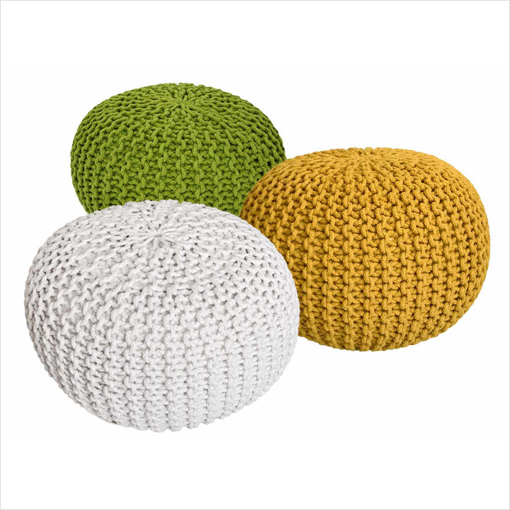 Sitzhocker - Dekohocker - Sitzpouf - Grobstrick Bodenkissen - Fußhocker - 3er-Set Ø55cm - div. Farben