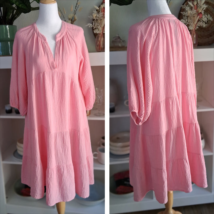 Midikleid - Musselin rosa