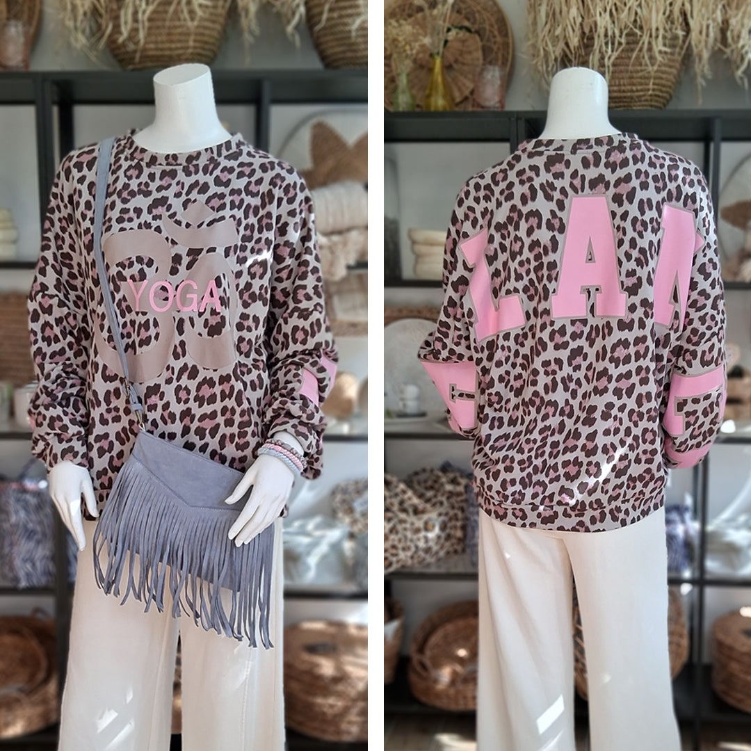 Pullover YOGA / BALANCE - Oversize Sweatshirt mit Leomuster