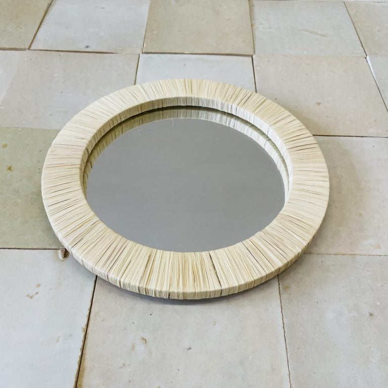 Dekospiegel mit Raffia Umrandung - 3er-Set Wanddeko