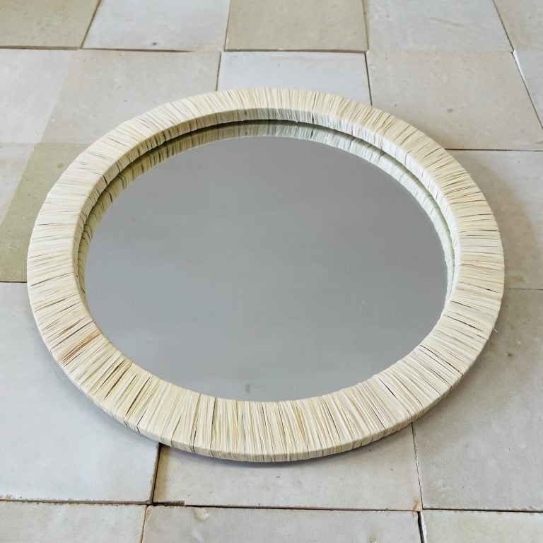 Dekospiegel mit Raffia Umrandung - 3er-Set Wanddeko