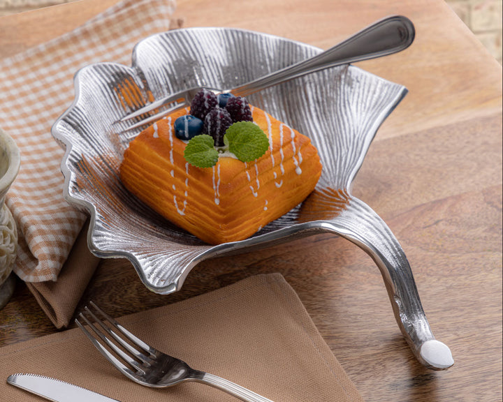 Dekoschale - Snackschale - Schale Ginkgoblatt - Aluminium gold o. silber