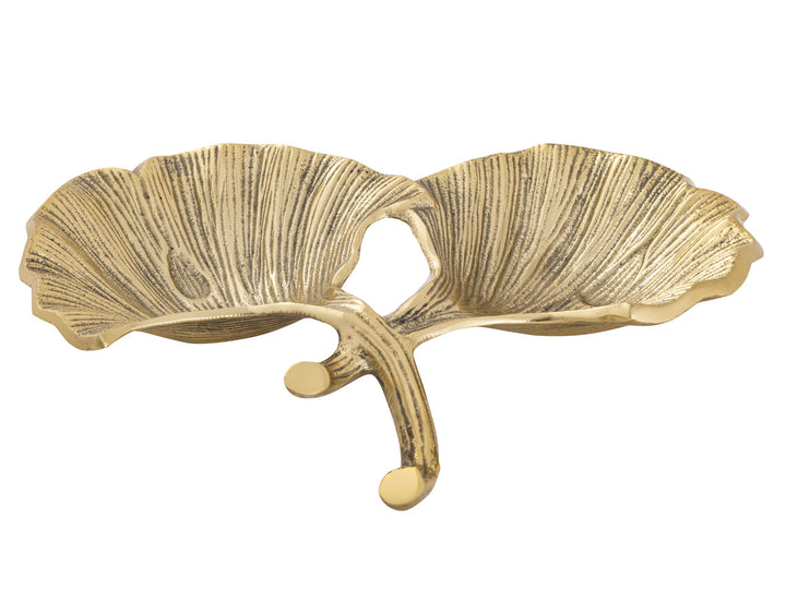Dekoschale - Snackschale - Schale 2 Ginkgoblätter - Doppelschale - Aluminium gold o. silber