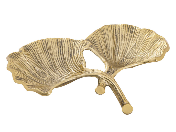 Dekoschale - Snackschale - Schale 2 Ginkgoblätter - Doppelschale - Aluminium gold o. silber