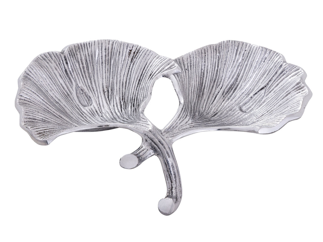 Dekoschale - Snackschale - Schale 2 Ginkgoblätter - Doppelschale - Aluminium gold o. silber