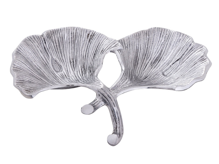 Dekoschale - Snackschale - Schale 2 Ginkgoblätter - Doppelschale - Aluminium gold o. silber
