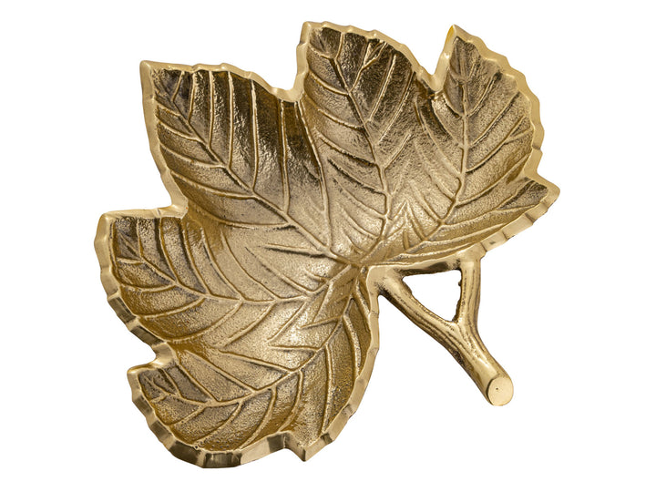 Dekoschale - Snackschale - Schale Laub Blatt - Aluminium gold o. silber