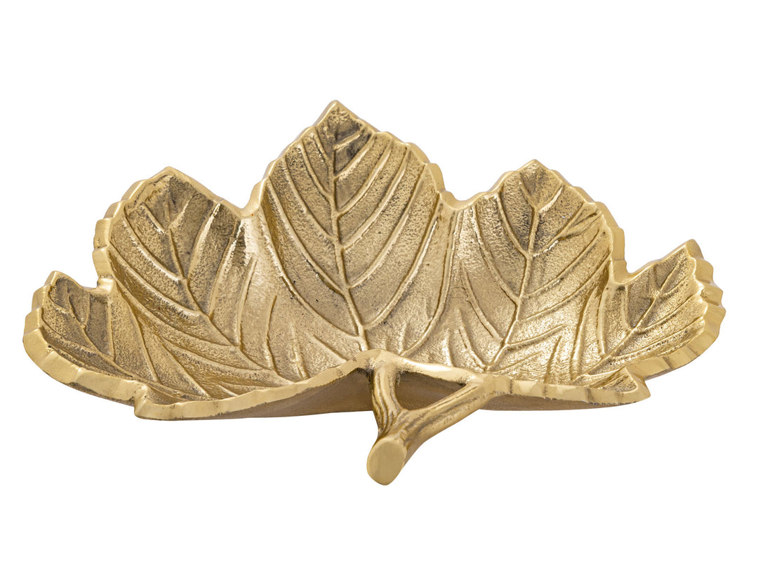 Dekoschale - Snackschale - Schale Laub Blatt - Aluminium gold o. silber