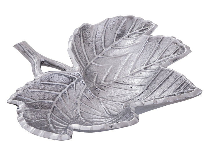 Dekoschale - Snackschale - Schale Laub Blatt - Aluminium gold o. silber
