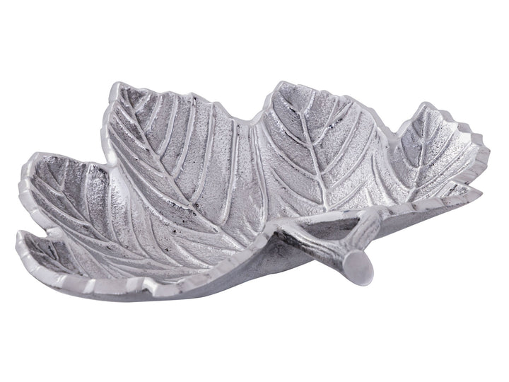 Dekoschale - Snackschale - Schale Laub Blatt - Aluminium gold o. silber
