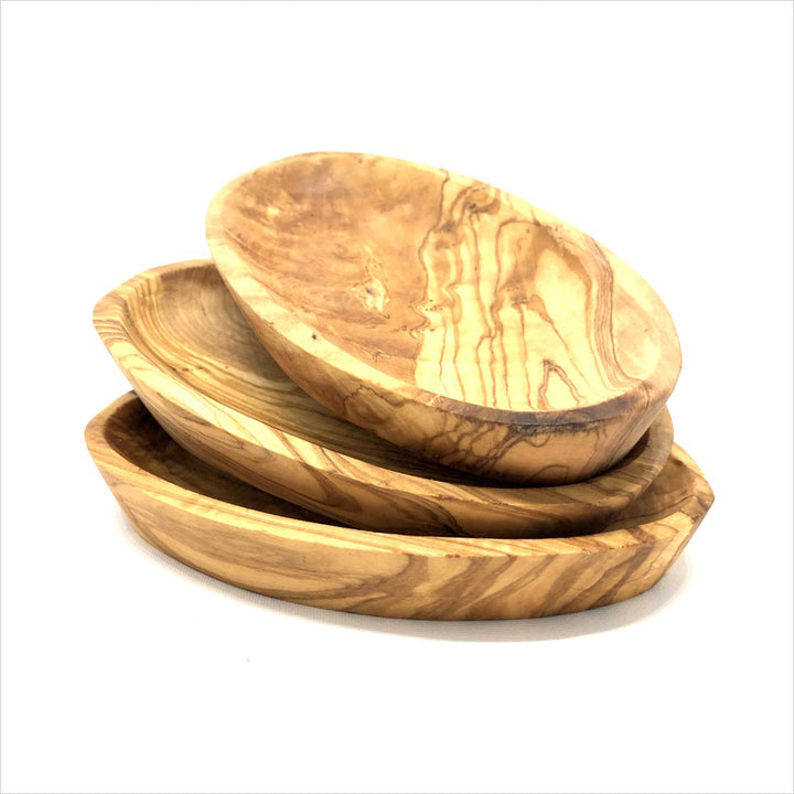 Schälchen OVAL aus Olivenholz (mittel) 3er-Set