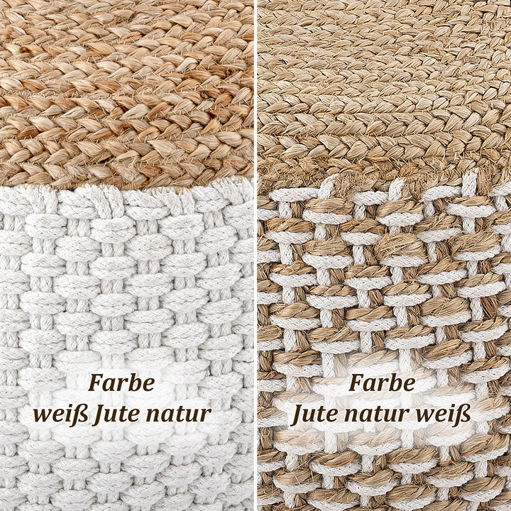 Sitzhocker - Dekohocker - Sitzpouf - Bodenkissen - Fußhocker - Pouf Jute Natur