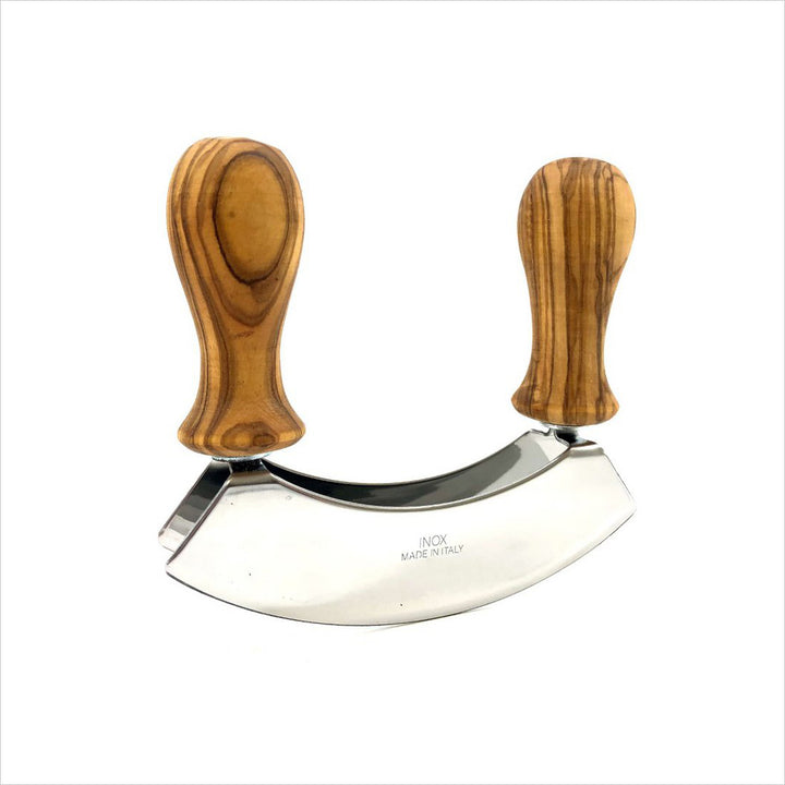 Wiegemesser DESIGN mit Griffen aus Olivenholz (Doppelklinge)