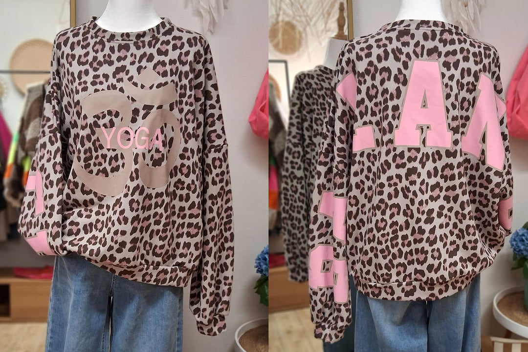 Pullover YOGA / BALANCE - Oversize Sweatshirt mit Leomuster - 3 Farben