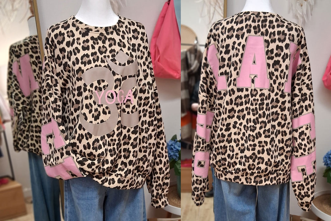 Pullover YOGA / BALANCE - Oversize Sweatshirt mit Leomuster - 3 Farben