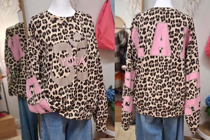 Pullover YOGA / BALANCE - Oversize Sweatshirt mit Leomuster - 3 Farben