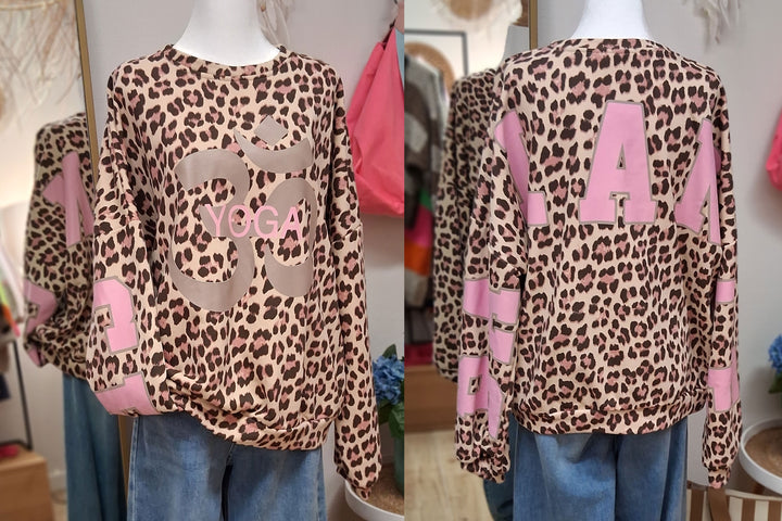 Pullover YOGA / BALANCE - Oversize Sweatshirt mit Leomuster - 3 Farben