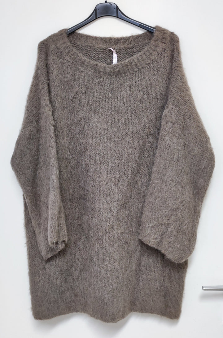Longpullover - Boucle Pullover - Pulloverkleid - Strickkleid - div. Farben