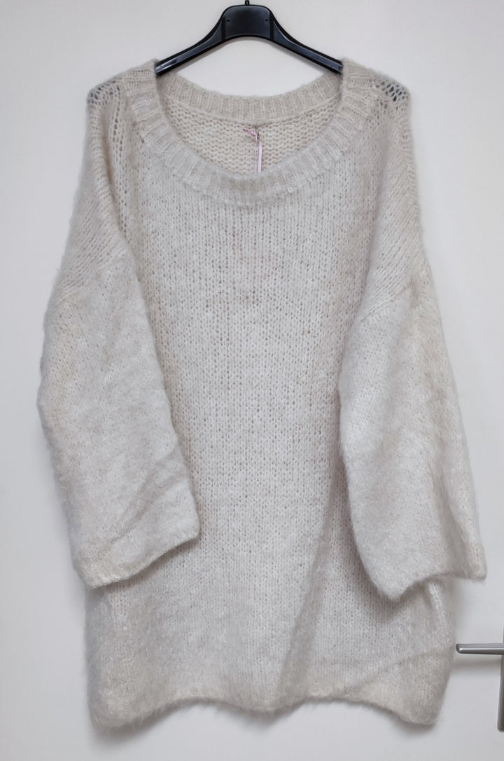 Longpullover - Boucle Pullover - Pulloverkleid - Strickkleid - div. Farben